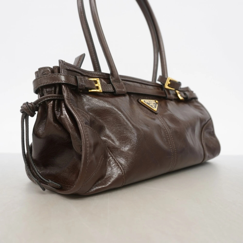 Prada Bonnie Leather Handbag, Brown, Women's - Picture 2 of 10